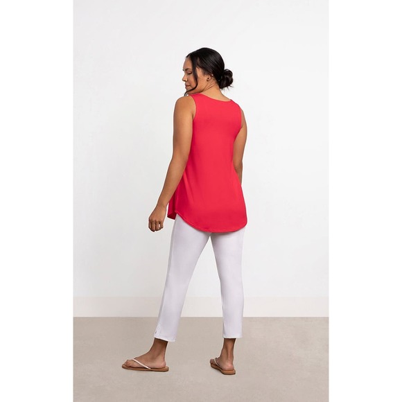 Sympli Womens Tank Top Size S Red Bamboo Gather Tunic Style Scoop Neck NWT - Picture 3 of 4